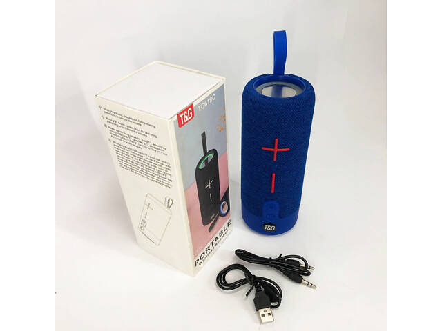 Портативная Bluetooth колонка TG619C FM-радио USB/TF с ремешком, блютуз колонка с подсветкой. Цвет: синий - Фото 8