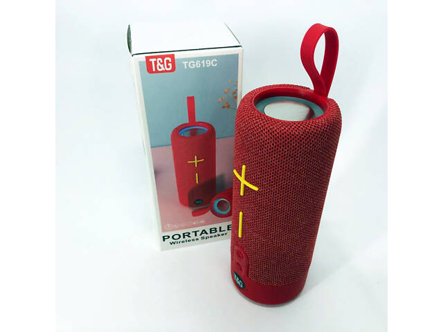 Портативна Bluetooth колонка TG619C FM-радіо USB/TF з ремінцем, гучна блютуз колонка. Колір: червоний - Фото 9