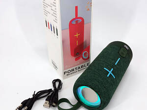 Портативная Bluetooth колонка TG619C FM-радио USB/TF с ремешком, колонка с аккумулятором. Цвет: зеленый
