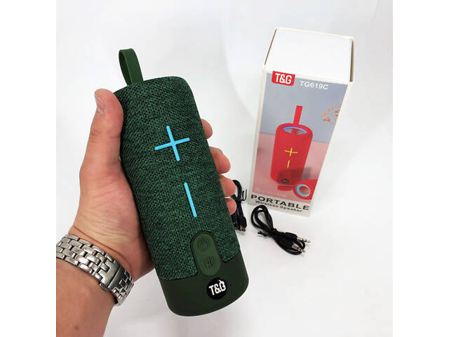 Портативна Bluetooth колонка TG619C FM-радіо USB/TF з ремінцем, колонка з акумулятором. Колір: зелений - Фото 4