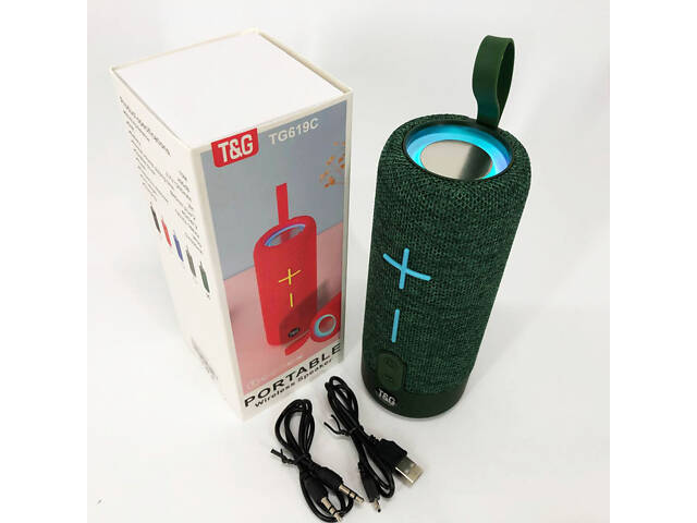 Портативна Bluetooth колонка TG619C FM-радіо USB/TF з ремінцем, колонка з акумулятором. Колір: зелений - Фото 6