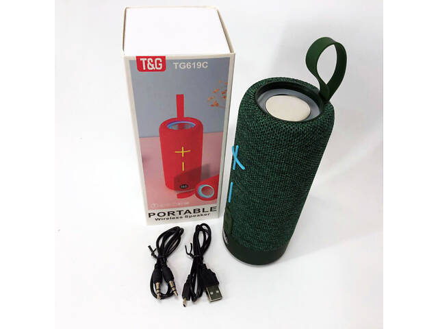 Портативна Bluetooth колонка TG619C FM-радіо USB/TF з ремінцем, колонка з акумулятором. Колір: зелений - Фото 8