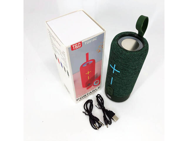 Портативна Bluetooth колонка TG619C FM-радіо USB/TF з ремінцем, колонка з акумулятором. Колір: зелений - Фото 9