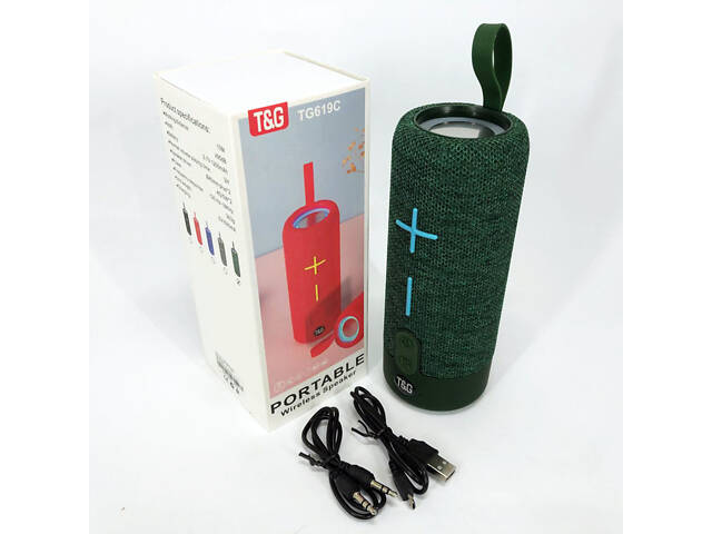 Портативна Bluetooth колонка TG619C FM-радіо USB/TF з ремінцем, колонка з акумулятором. Колір: зелений - Фото 10