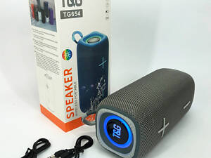 Портативная Bluetooth колонка TG654 8W с подсветкой, Беспроводная колонка портативная мощная. Цвет: серый