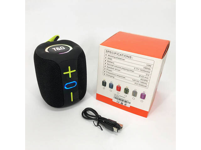 Портативна Bluetooth колонка TG658 8W з RGB підсвічуванням, Бездротова колонка потужна. Колір: чорний - Фото 2