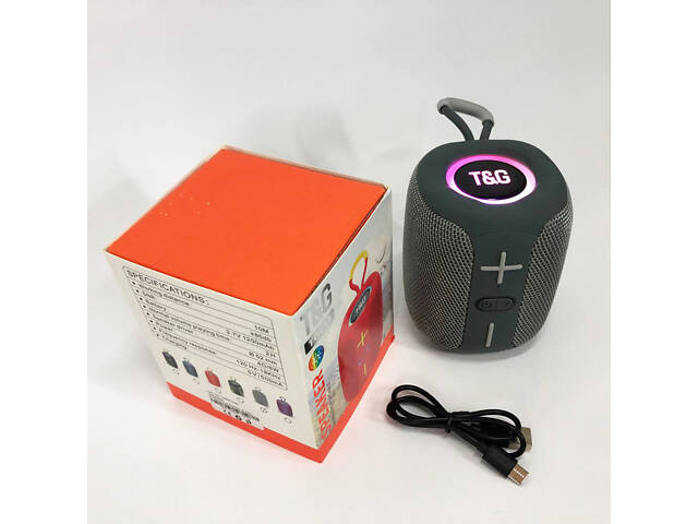 Портативна Bluetooth колонка TG658 8W з RGB підсвічуванням, Музичні колонки для вулиці. Колір: сірий - Фото 4