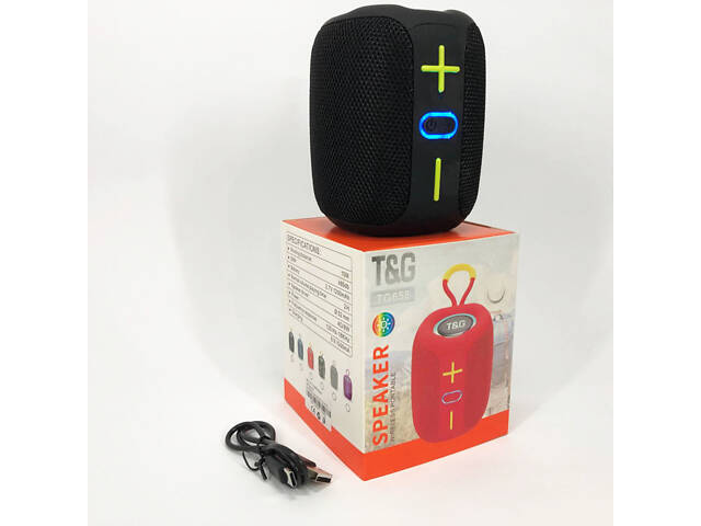 Портативна Bluetooth колонка TG658 8W з RGB підсвічуванням, Бездротова колонка потужна. Колір: чорний - Фото 5