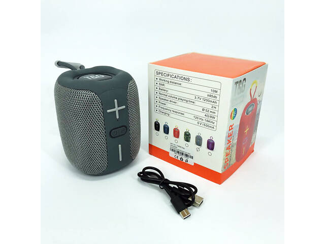 Портативна Bluetooth колонка TG658 8W з RGB підсвічуванням, Музичні колонки для вулиці. Колір: сірий - Фото 7