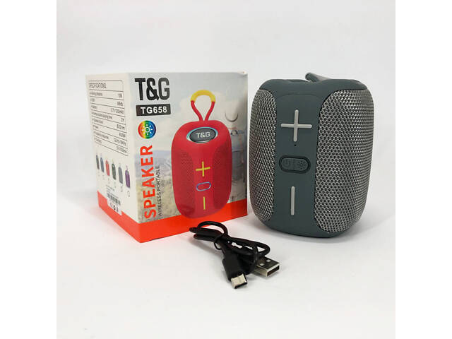 Портативна Bluetooth колонка TG658 8W з RGB підсвічуванням, Музичні колонки для вулиці. Колір: сірий - Фото 13