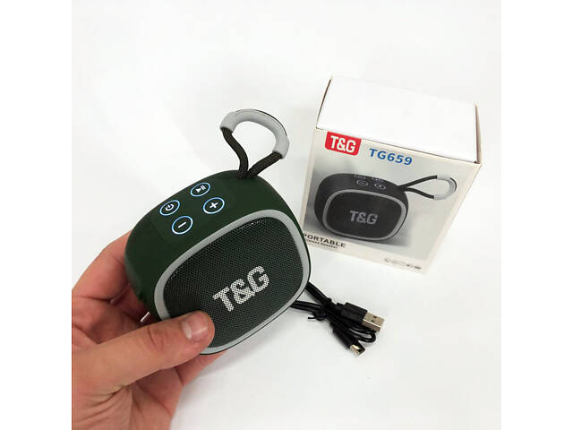 Портативна Bluetooth-колонка TG659 з ремінцем, Бездротова колонка портативна потужна. Колір: зелений - Фото 4