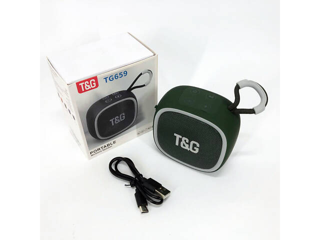 Портативна Bluetooth-колонка TG659 з ремінцем, Бездротова колонка портативна потужна. Колір: зелений - Фото 7