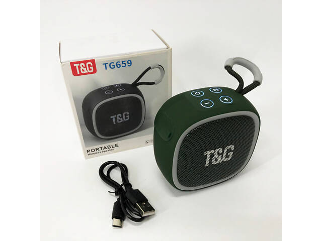 Портативна Bluetooth-колонка TG659 з ремінцем, Бездротова колонка портативна потужна. Колір: зелений - Фото 10