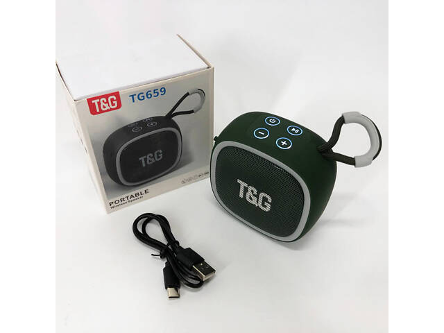 Портативна Bluetooth-колонка TG659 з ремінцем, Бездротова колонка портативна потужна. Колір: зелений - Фото 12