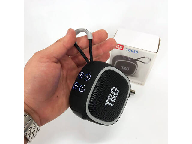 Портативна Bluetooth-колонка TG659 з ремінцем, Bluetooth колонка для вулиці. Колір: чорний - Фото 2
