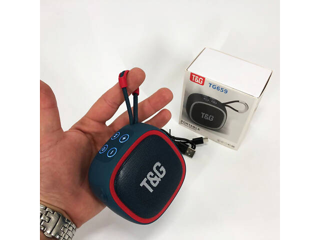 Портативна Bluetooth-колонка TG659 з ремінцем, Bluetooth колонка з підсвічуванням. Колір: синій - Фото 2