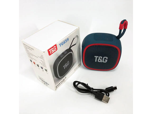 Портативна Bluetooth-колонка TG659 з ремінцем, Bluetooth колонка з підсвічуванням. Колір: синій - Фото 4