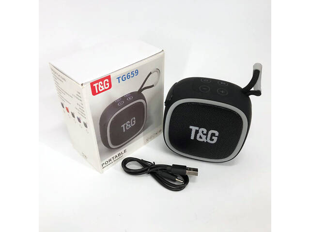 Портативна Bluetooth-колонка TG659 з ремінцем, Bluetooth колонка для вулиці. Колір: чорний - Фото 5