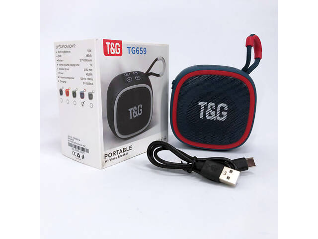 Портативна Bluetooth-колонка TG659 з ремінцем, Bluetooth колонка з підсвічуванням. Колір: синій - Фото 5