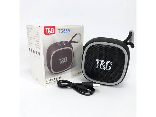 Портативна Bluetooth-колонка TG659 з ремінцем, Bluetooth колонка для вулиці. Колір: чорний - Фото 6