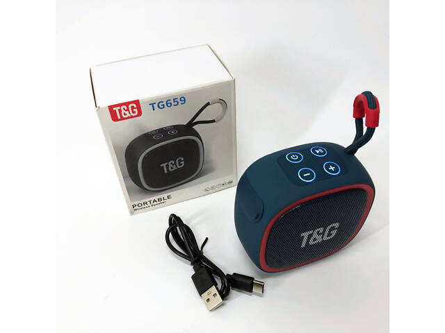 Портативна Bluetooth-колонка TG659 з ремінцем, Bluetooth колонка з підсвічуванням. Колір: синій - Фото 6
