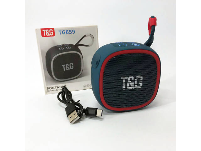 Портативна Bluetooth-колонка TG659 з ремінцем, Bluetooth колонка з підсвічуванням. Колір: синій - Фото 7