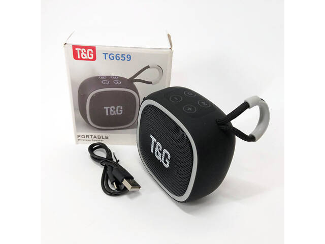Портативна Bluetooth-колонка TG659 з ремінцем, Bluetooth колонка для вулиці. Колір: чорний - Фото 9
