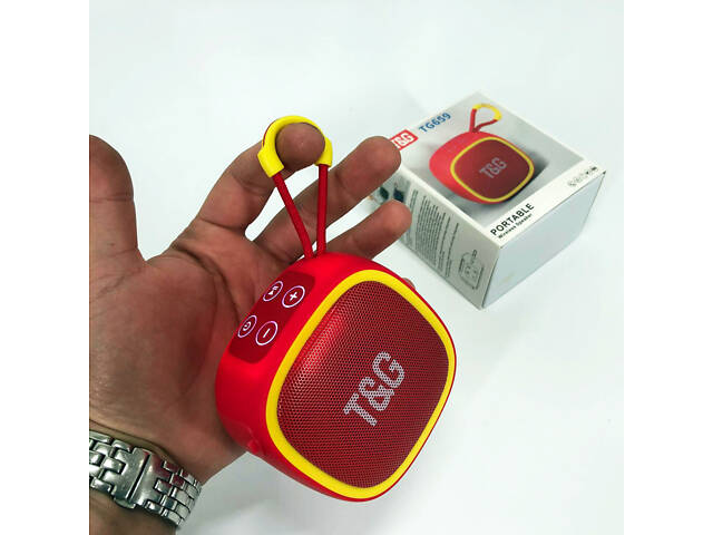 Портативна Bluetooth-колонка TG659 з ремінцем, Гучна блютуз колонка для вечірки. Колір: червоний - Фото 2