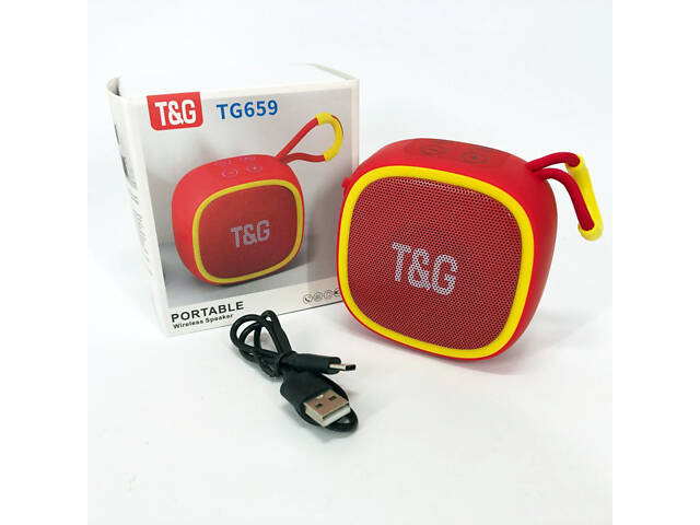 Портативна Bluetooth-колонка TG659 з ремінцем, Гучна блютуз колонка для вечірки. Колір: червоний - Фото 5