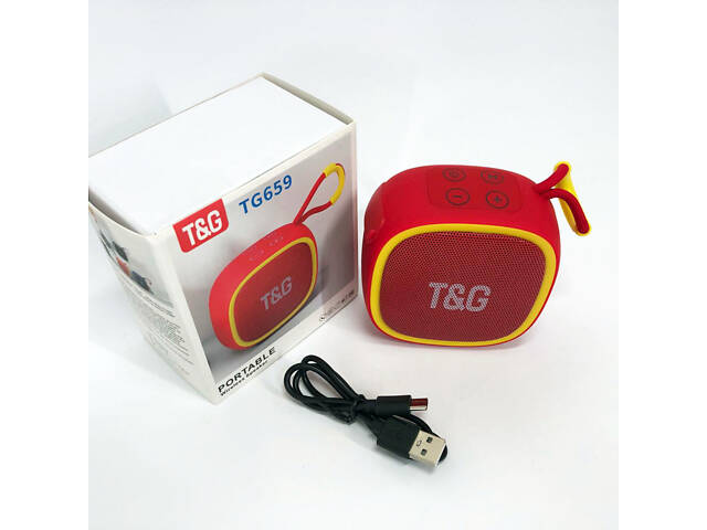 Портативна Bluetooth-колонка TG659 з ремінцем, Гучна блютуз колонка для вечірки. Колір: червоний - Фото 6