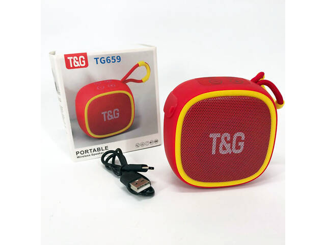 Портативна Bluetooth-колонка TG659 з ремінцем, Гучна блютуз колонка для вечірки. Колір: червоний - Фото 7