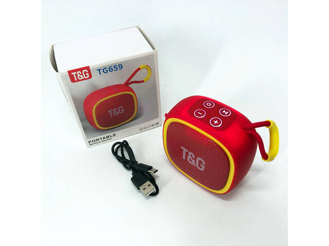 Портативна Bluetooth-колонка TG659 з ремінцем, Гучна блютуз колонка для вечірки. Колір: червоний - Фото 8