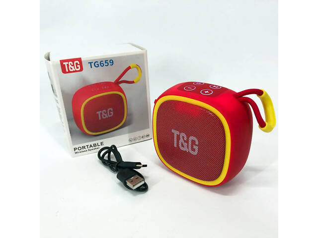 Портативна Bluetooth-колонка TG659 з ремінцем, Гучна блютуз колонка для вечірки. Колір: червоний - Фото 9
