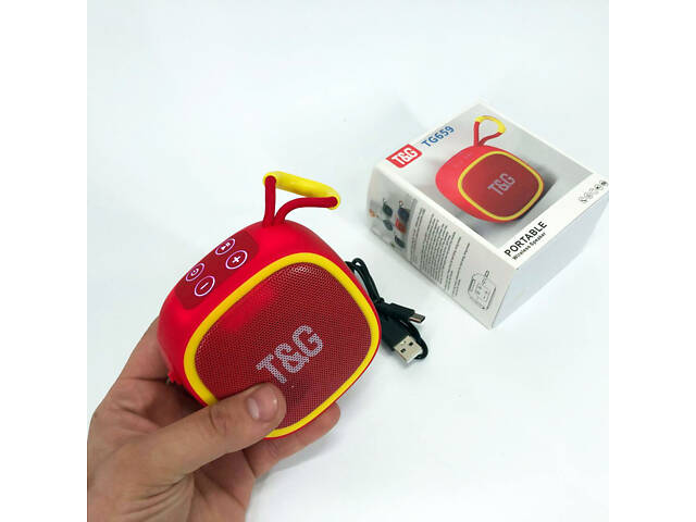 Портативна Bluetooth-колонка TG659 з ремінцем, Гучна блютуз колонка для вечірки. Колір: червоний - Фото 10