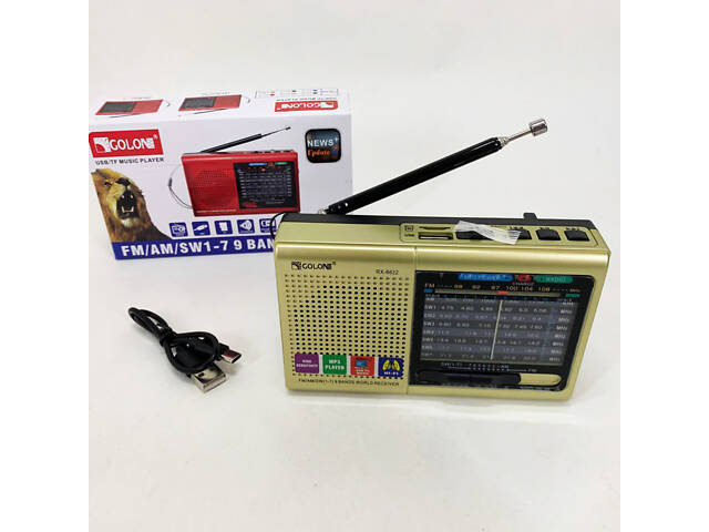 Портативна стовпчик радіо MP3 USB Golon RX-6622. Колір: золотий - Фото 5