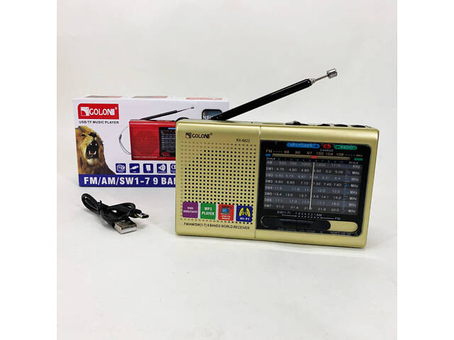 Портативна стовпчик радіо MP3 USB Golon RX-6622. Колір: золотий - Фото 6