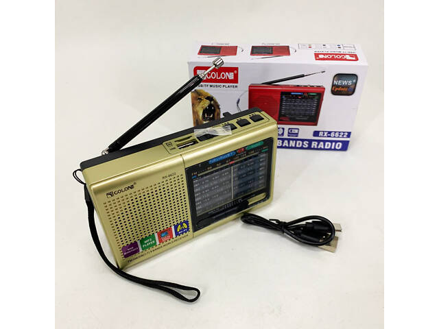 Портативна стовпчик радіо MP3 USB Golon RX-6622. Колір: золотий - Фото 7