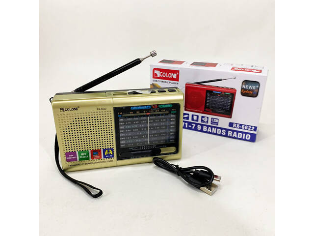 Портативна стовпчик радіо MP3 USB Golon RX-6622. Колір: золотий - Фото 8