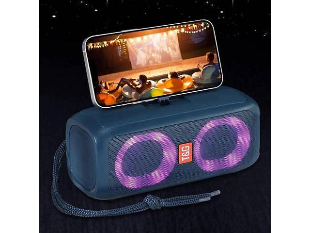 Портативна колонка TG333 2x5W з RGB підсвічуванням, гучна блютуз колонка. Колір: синій - Фото 3