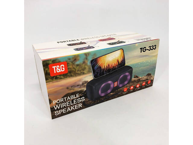 Портативна колонка TG333 2x5W з RGB підсвічуванням, гучна блютуз колонка. Колір: синій - Фото 5