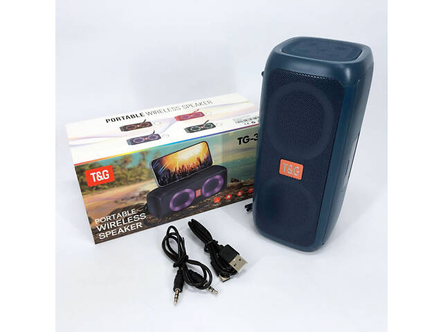 Портативна колонка TG333 2x5W з RGB підсвічуванням, гучна блютуз колонка. Колір: синій - Фото 6