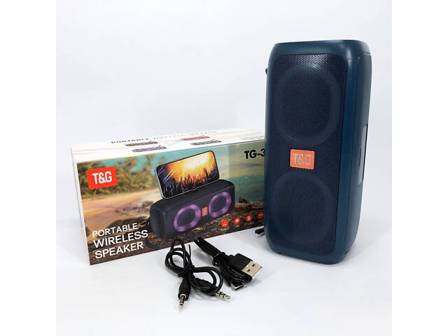 Портативна колонка TG333 2x5W з RGB підсвічуванням, гучна блютуз колонка. Колір: синій - Фото 7