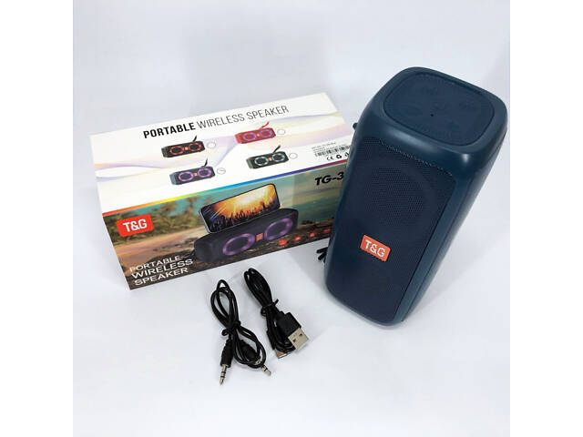 Портативна колонка TG333 2x5W з RGB підсвічуванням, гучна блютуз колонка. Колір: синій - Фото 8