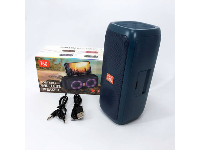 Портативна колонка TG333 2x5W з RGB підсвічуванням, гучна блютуз колонка. Колір: синій - Фото 9