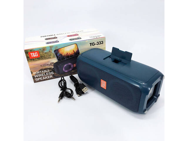 Портативна колонка TG333 2x5W з RGB підсвічуванням, гучна блютуз колонка. Колір: синій - Фото 10