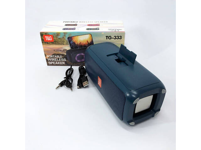 Портативна колонка TG333 2x5W з RGB підсвічуванням, гучна блютуз колонка. Колір: синій - Фото 11