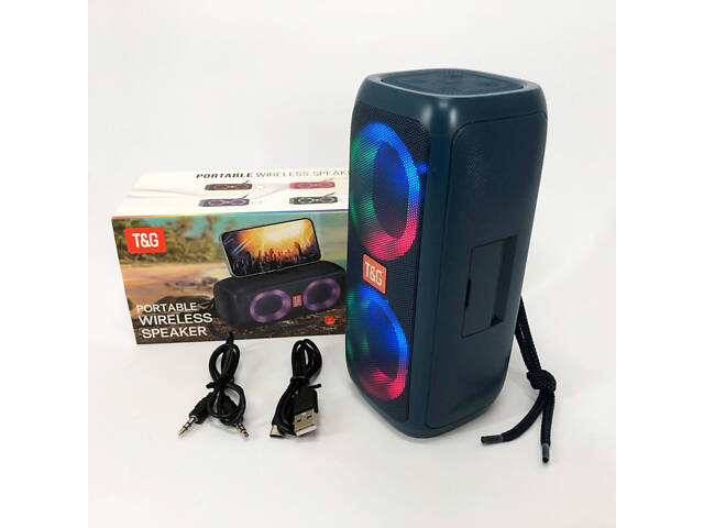 Портативна колонка TG333 2x5W з RGB підсвічуванням, гучна блютуз колонка. Колір: синій - Фото 14