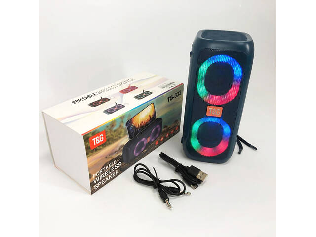 Портативна колонка TG333 2x5W з RGB підсвічуванням, гучна блютуз колонка. Колір: синій - Фото 15