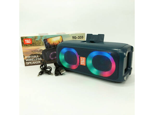 Портативна колонка TG333 2x5W з RGB підсвічуванням, гучна блютуз колонка. Колір: синій - Фото 16