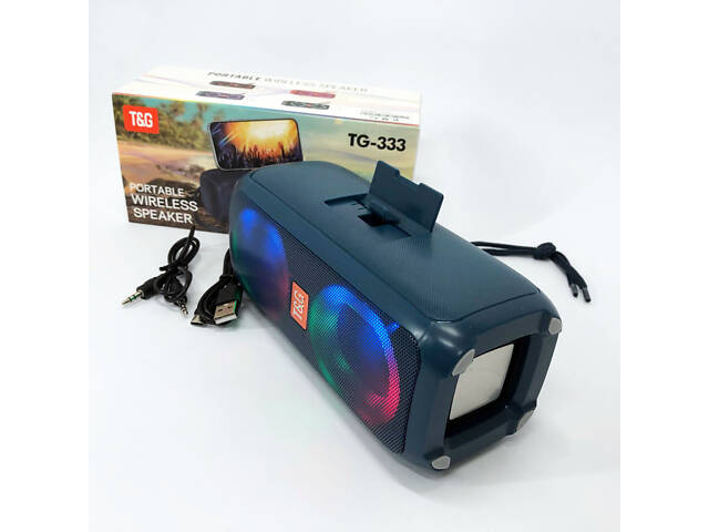Портативна колонка TG333 2x5W з RGB підсвічуванням, гучна блютуз колонка. Колір: синій - Фото 17